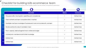 Checklist For Building B2b Ecommerce Team Guide For Building B2b Ecommerce Management Strategies