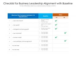 Checklist For Business Leadership Alignment With Baseline