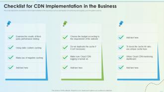 Checklist For Cdn Implementation In The Business Delivery Network