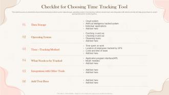 Checklist For Choosing Time Tracking Tool Implementing Project Time Management Strategies