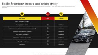 Checklist For Competitor Analysis To Boost Vehicle Promotion Campaign Program Strategy SS V