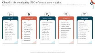 Checklist For Conducting Seo Of Ecommerce Website Promoting Ecommerce Products