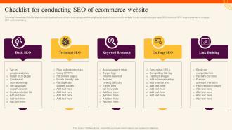 Checklist For Conducting SEO Sales Improvement Strategies For B2c And B2b Ecommerce