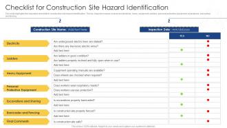 Checklist For Construction Site Hazard Identification Comprehensive Safety Plan Building Site