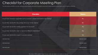 Checklist For Corporate Meeting Plan