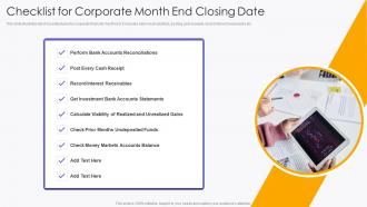 Checklist For Corporate Month End Closing Date