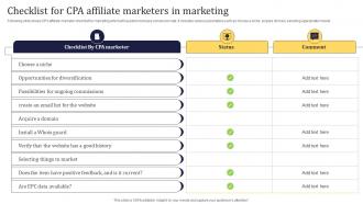 Checklist For CPA Affiliate Marketers In Marketing