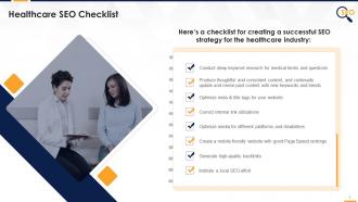 Checklist For Creating A Successful SEO Strategy For The Healthcare Industry Edu Ppt