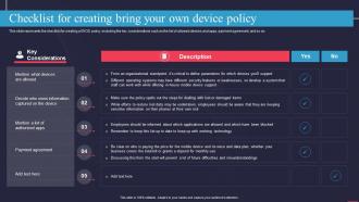 Checklist For Creating Bring Your Own Device Policy Information Technology Policy
