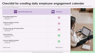 Checklist For Creating Daily Employee Engagement Calendar