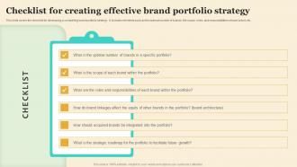 Checklist For Creating Effective Brand Portfolio Strategy Making Brand Portfolio Work