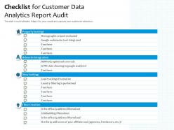 Checklist for customer data analytics report audit
