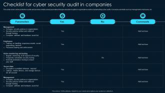 Checklist For Cyber Security Audit In Companies