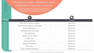 Checklist For Data Collection To Gain Competitors Strategic Guide To Gain MKT SS V