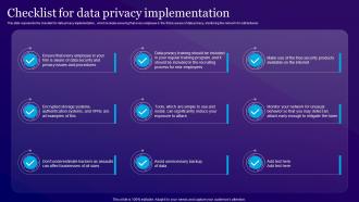 Checklist For Data Privacy Implementation Information Privacy Ppt Powerpoint Presentation Outline Slide