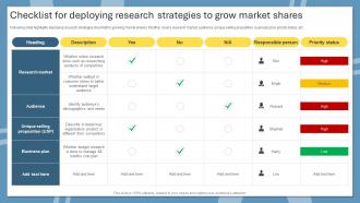 Checklist For Deploying Research Strategies To Grow Market Shares
