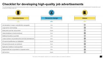 Checklist For Developing High Quality Job Advertisements