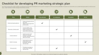 Checklist For Developing PR Marketing Strategic Plan