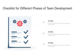 Checklist for different phases of team development