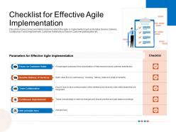 Checklist For Effective Agile Implementation Implementation Ppt Elements