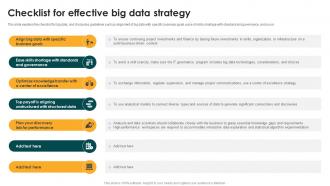 Checklist For Effective Big Data Strategy Big Data Analytics And Management
