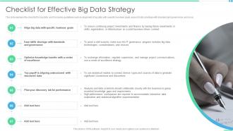 Checklist For Effective Big Data Strategy Ppt Show Smartart
