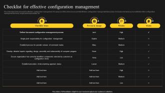 Checklist For Effective Configuration Management
