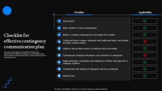 Checklist For Effective Contingency Communication Plan