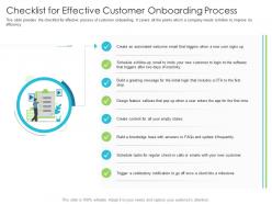 Checklist for effective customer onboarding process techniques reduce customer onboarding time