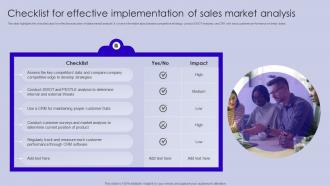 Checklist For Effective Implementation Of Sales Market Analysis