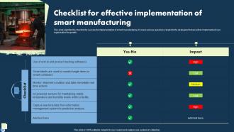 Checklist For Effective Implementation Of Smart Manufacturing