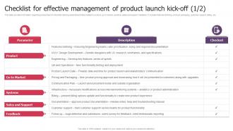 Checklist For Effective Management Of Product Launch Kick Off Product Launch Kickoff