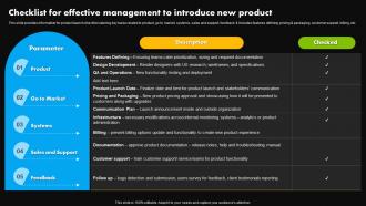Checklist For Effective Management To Introduce New Product Stages Of Product Lifecycle Management
