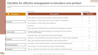 Checklist For Effective Management To Optimizing Strategies For Product