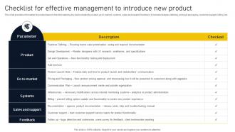 Checklist For Effective Management To Product Lifecycle Phases Implementation
