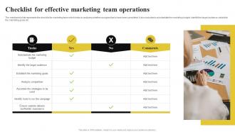 Checklist For Effective Marketing Team Operations