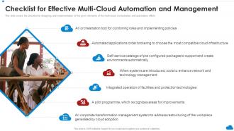 Checklist For Effective Multi Cloud Automation And Management Cloud Architecture Review