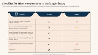 Checklist For Effective Operations In Banking Industry