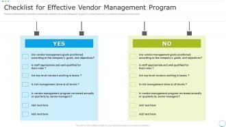 Checklist For Effective Vendor Management Program