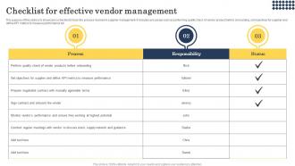 Checklist For Effective Vendor Management