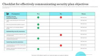 Checklist For Effectively Communicating Security Plan Objectives