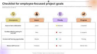 Checklist For Employee Focused Project Goals