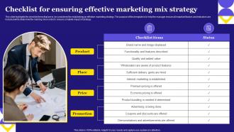 Checklist For Ensuring Effective Marketing Mix Strategy
