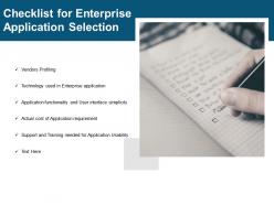 Checklist for enterprise application selection