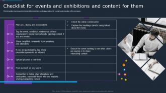 Checklist For Events And Exhibitions And Content For Them Company Social Strategy Guide