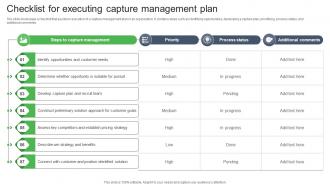 Checklist For Executing Capture Management Plan