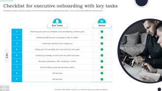 Checklist For Executive Onboarding With Key Tasks