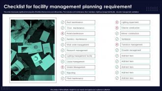 Checklist For Facility Management Planning Requirement