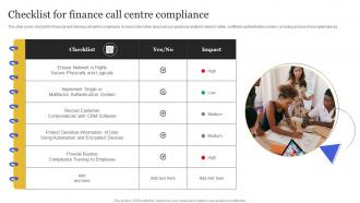 Checklist For Finance Call Centre Compliance