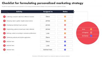Checklist For Formulating Personalized Marketing Individualized Content Marketing Campaign